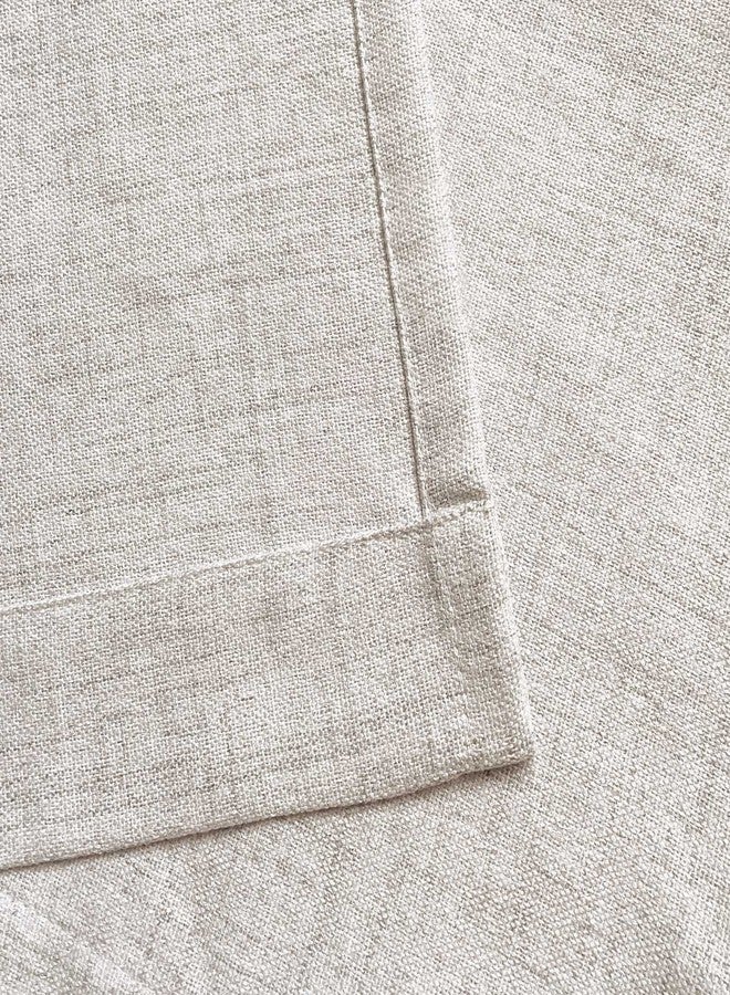 Oindec Faux Linen Kitchen Curtains 36 Inch Length Cafe Curtain Tiers for Living Room Bathroom Basement Windows Country Rustic Small Short Curtains, Set of 2, Natural - Image 4